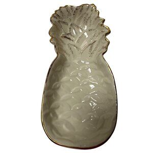 Lenox Pineapple Candy Dish 6.9" Ceramic Cream Gold Accents